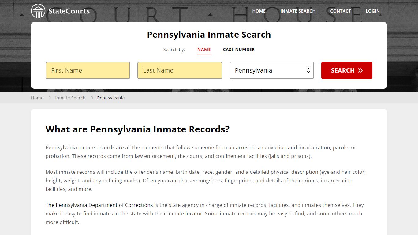 Pennsylvania Inmate Search, Prison and Jail Information - StateCourts